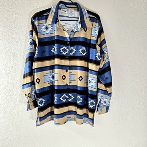 Capacity Southwestern Aztec Design Long Sleeve Blouse